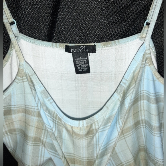 Rue21 blue and green drawstring plaid dress size large - Picture 2 of 3